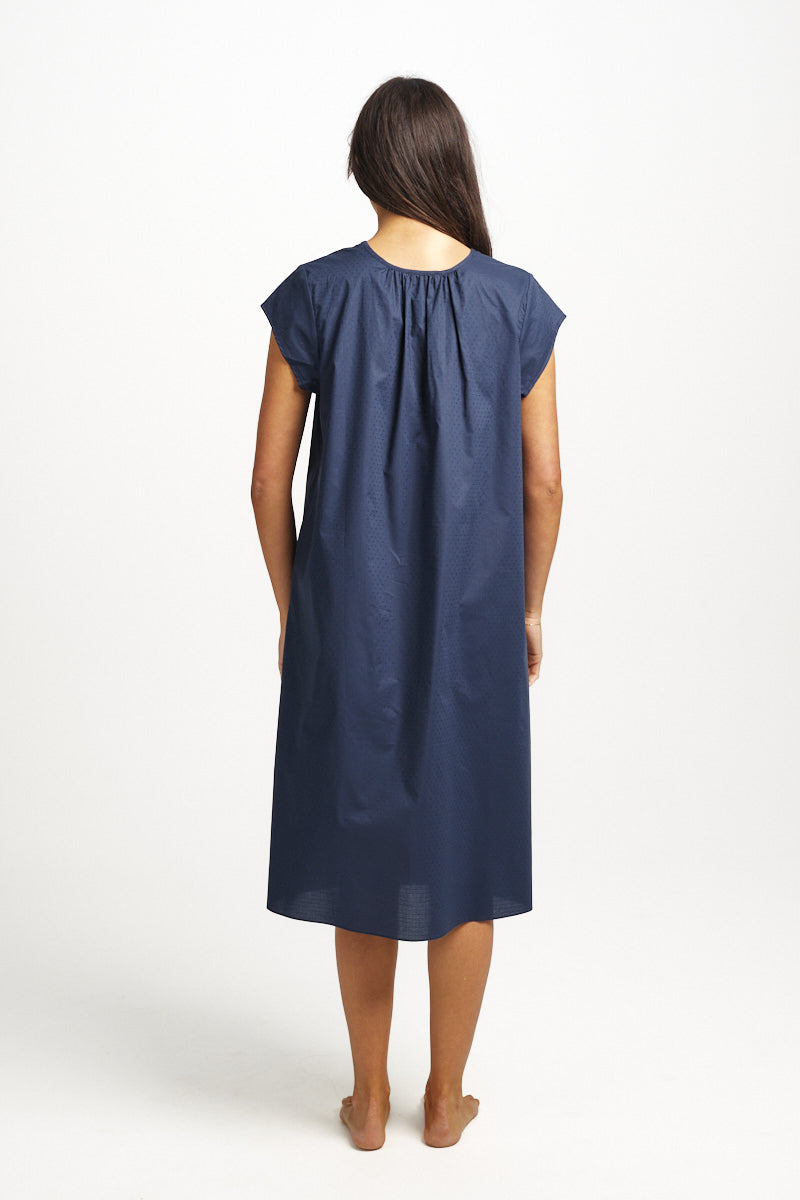 Cotton Spot Cap Sleeve Nightie Navy