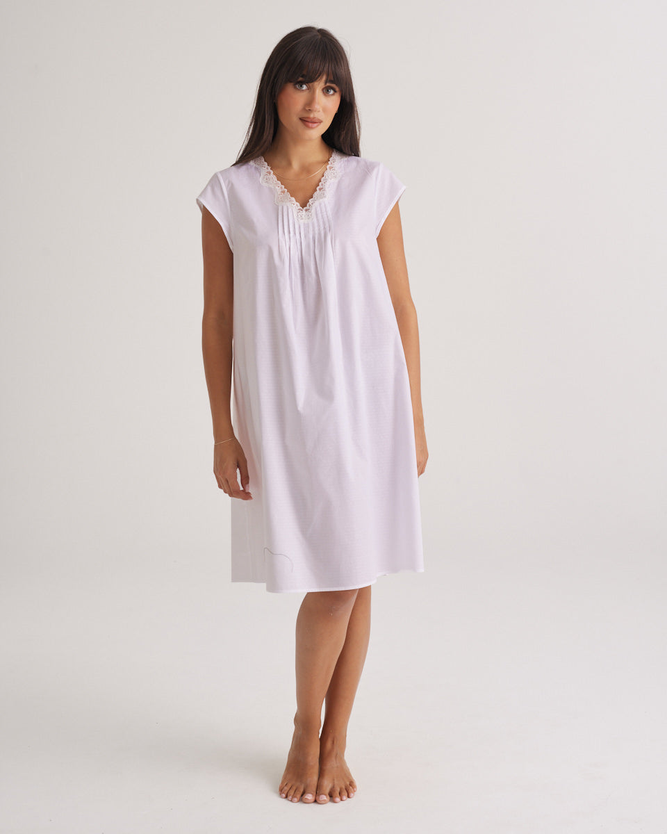 Cotton Spot Cap Sleeve Nightie White