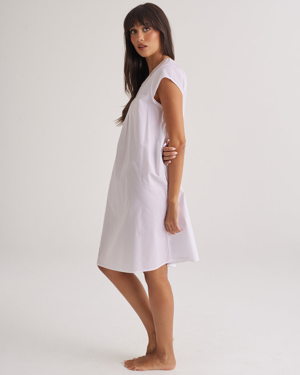 Cotton Spot Cap Sleeve Nightie White