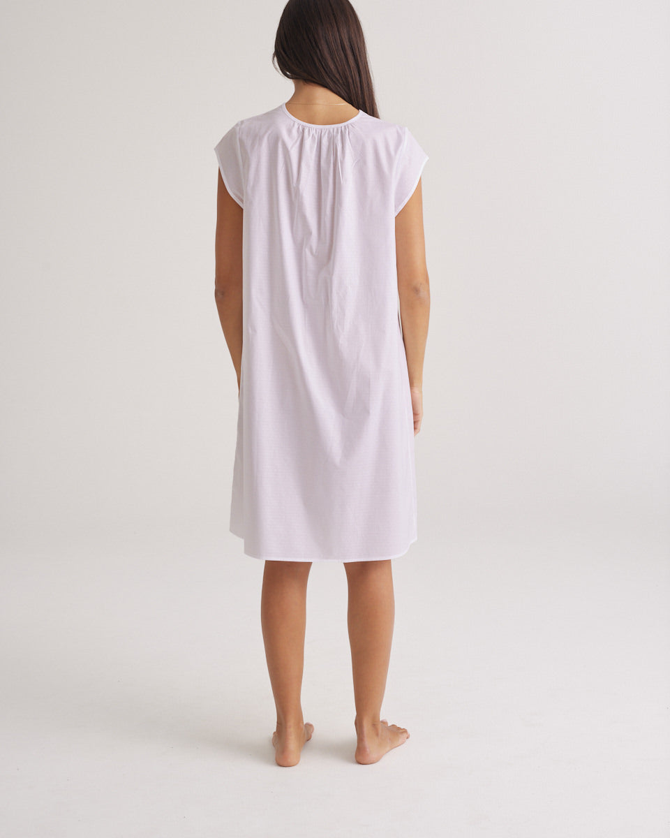 Cotton Spot Cap Sleeve Nightie White