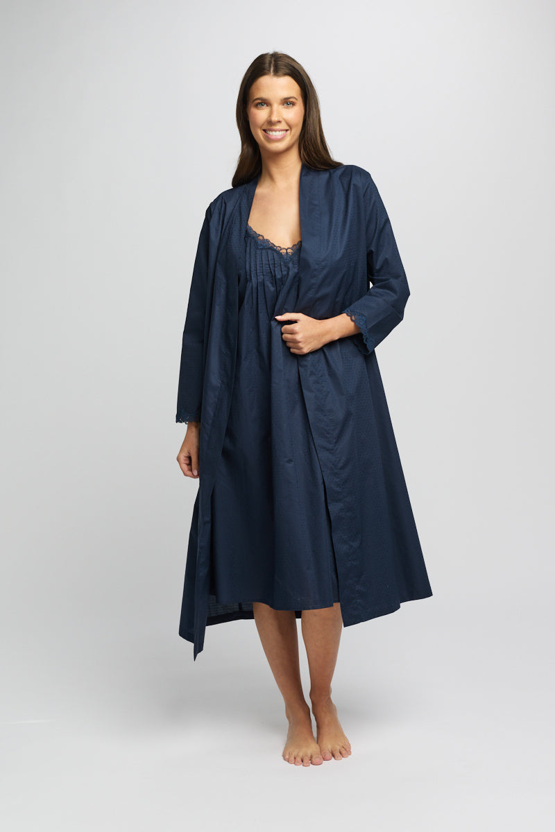 Cotton Spot Robe Navy – Love & Lustre