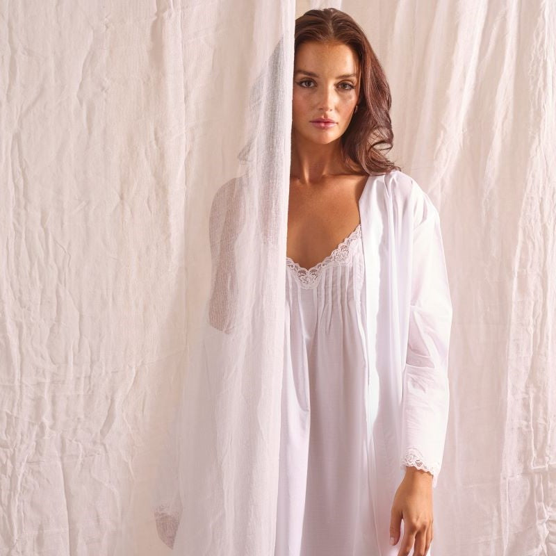 Cotton Spot Robe White