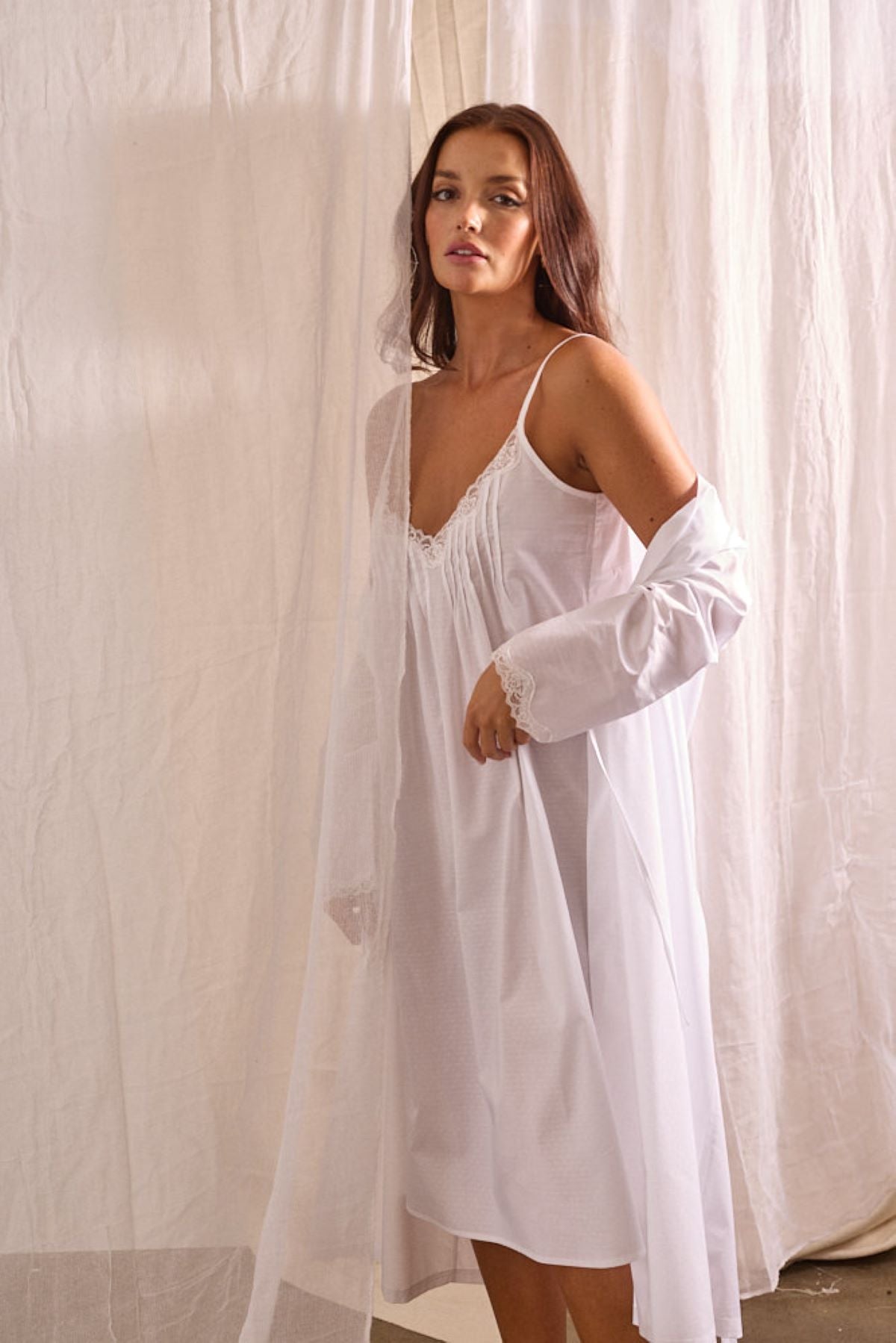 Cotton Spot Robe White