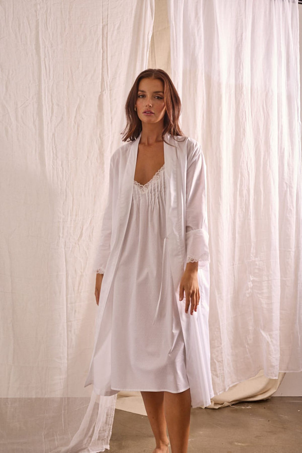 Cotton Spot Robe White