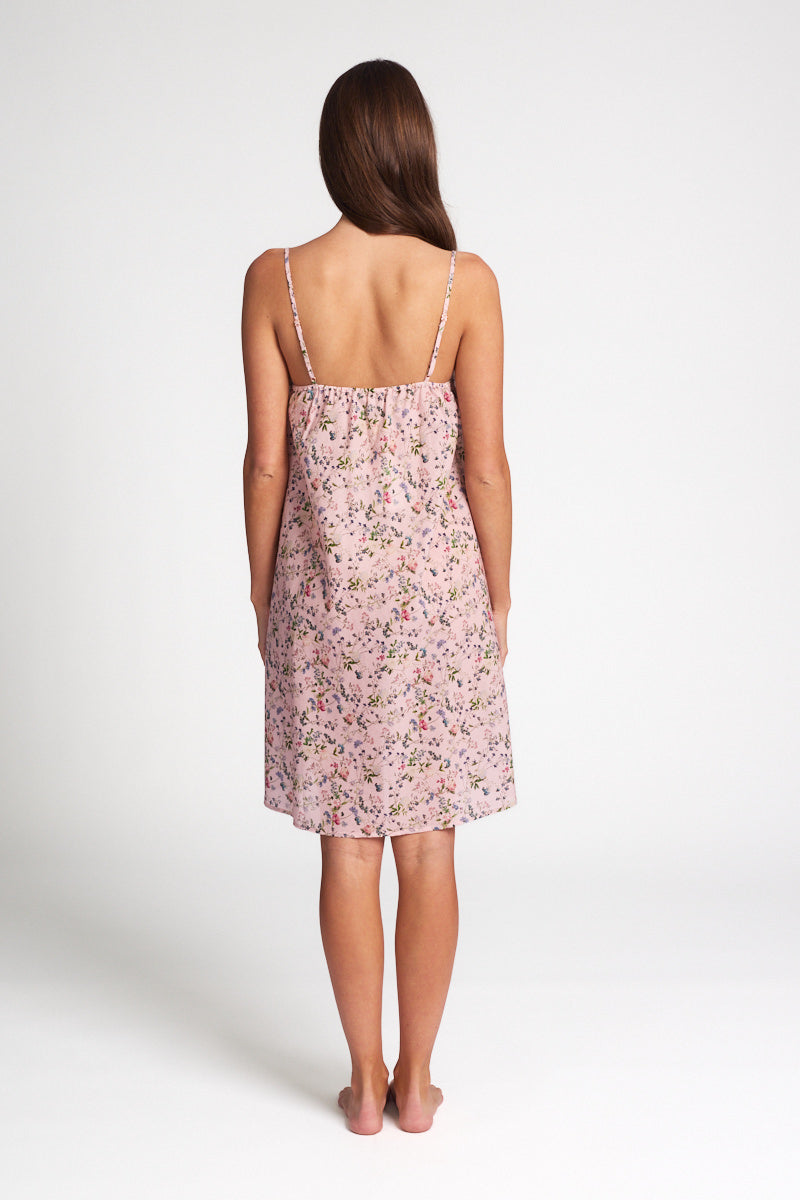 Pure Cotton Voile A-Line Nightie Botanical Pink