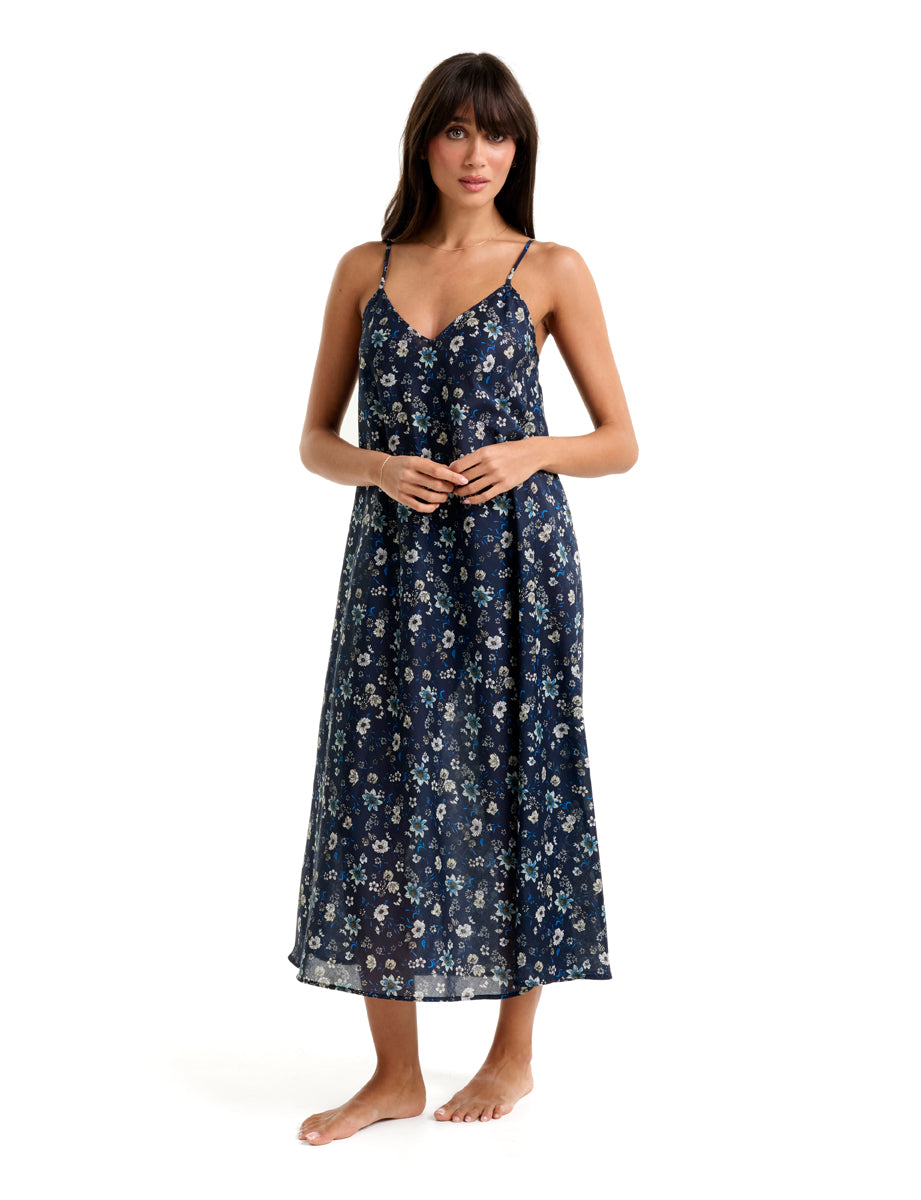 Pure Cotton Voile A-Line Long Nightie MoonLit Garden