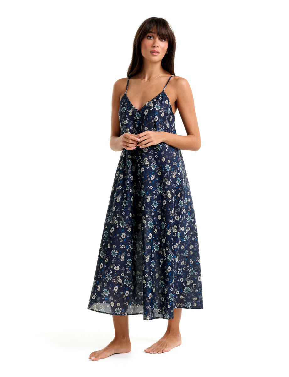 Pure Cotton Voile A-Line Long Nightie MoonLit Garden