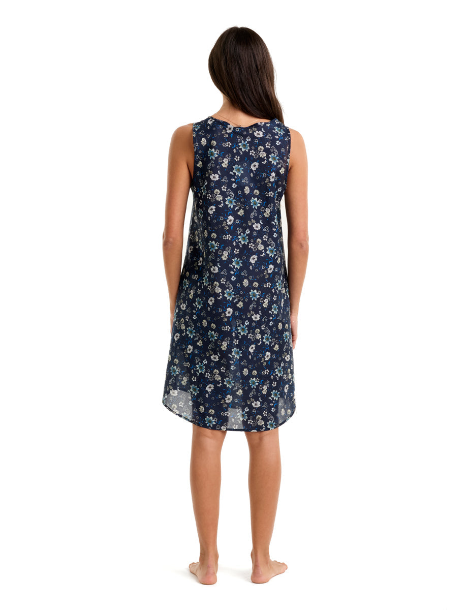 Pure Cotton Voile Short Tank Nightie MoonLit Garden
