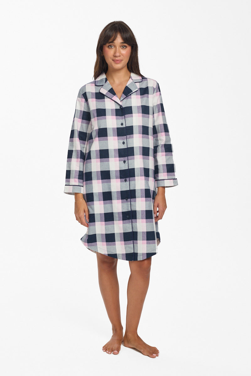 New Brushed Cotton Check Nightshirt