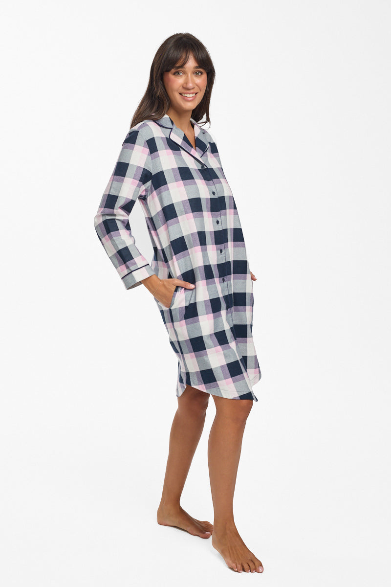Brushed Cotton Check Nightshirt