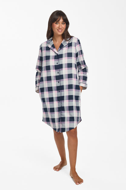 New Brushed Cotton Check Nightshirt