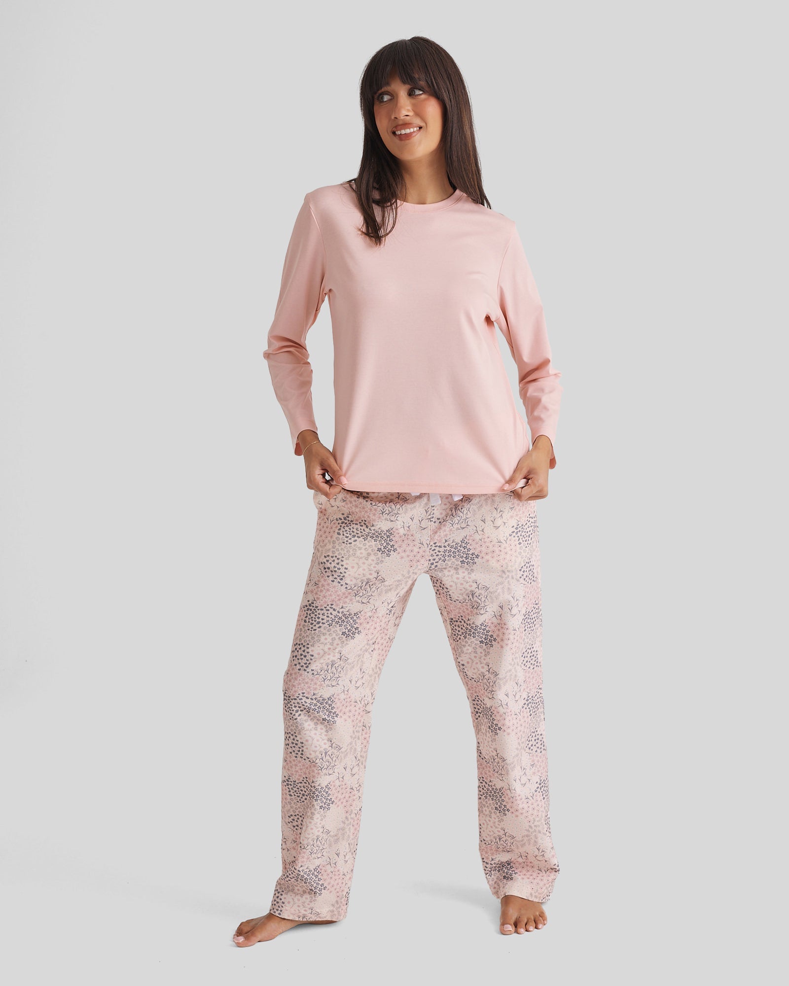 New Brushed Cotton PJ Pant Rosewater Garden