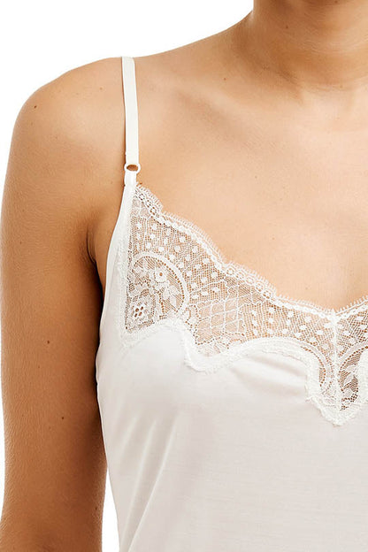 Silk Jersey Lace Camisole Ivory