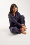 Supima Cotton Piped PJ Top Navy