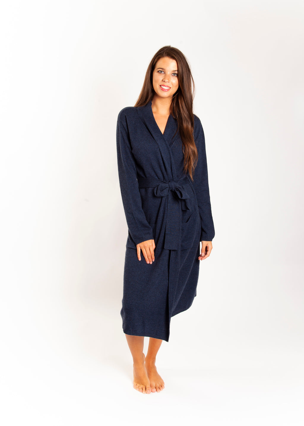 Cashmere Robe Blue Cashmere Robe Navy – Love & Lustre