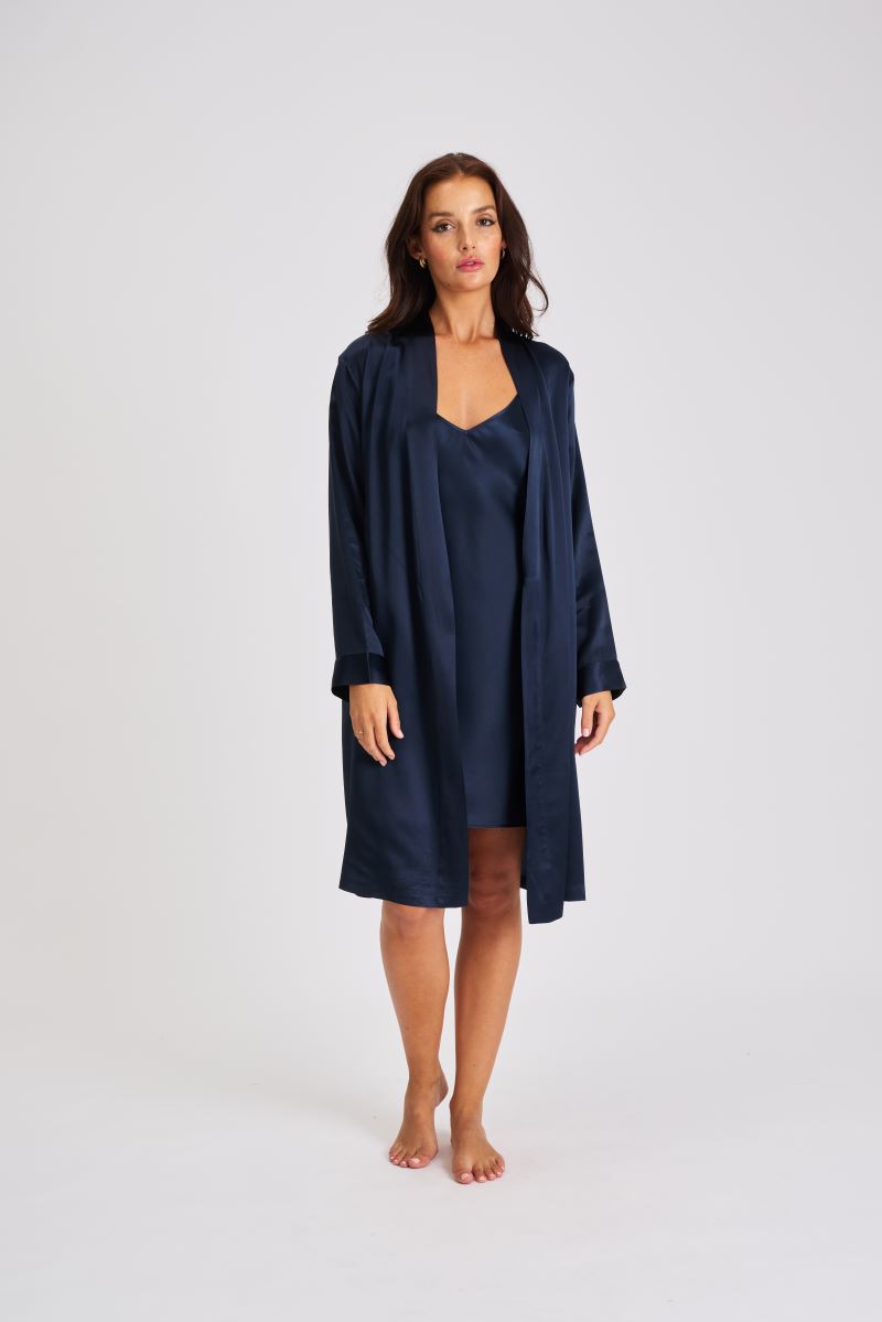 Mono Silk Short Nightdress Navy