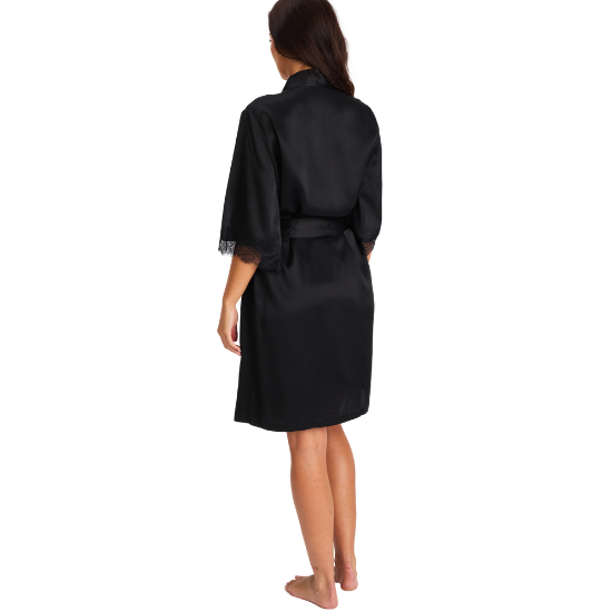 Silk & Lace Robe Black