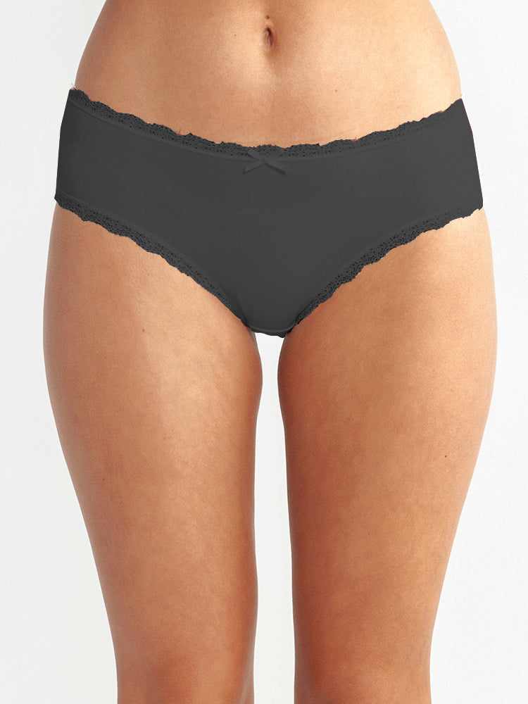 Nu Softies Cotton Hi Cut Brief Black