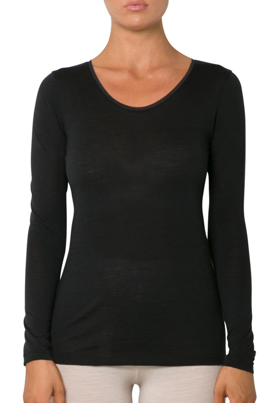 Wool Cashmere Long Sleeve Black