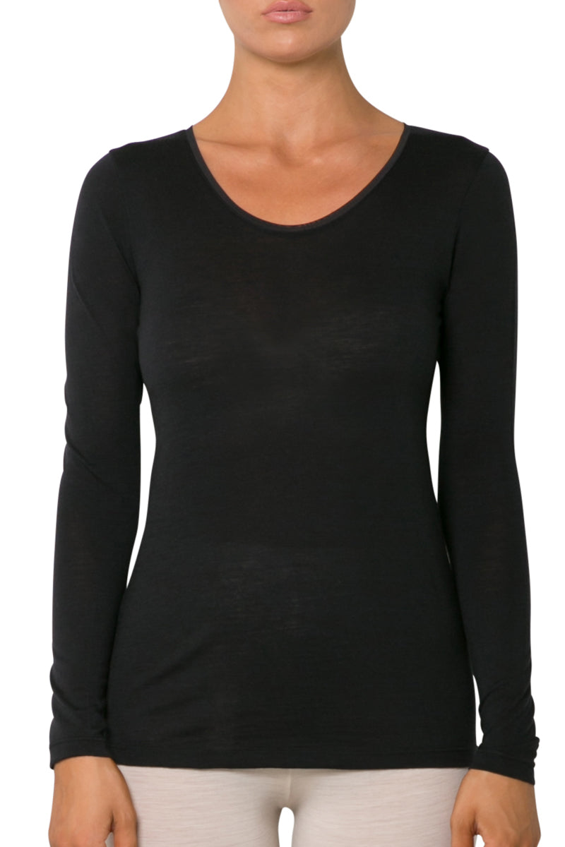 Wool Cashmere Long Sleeve Black