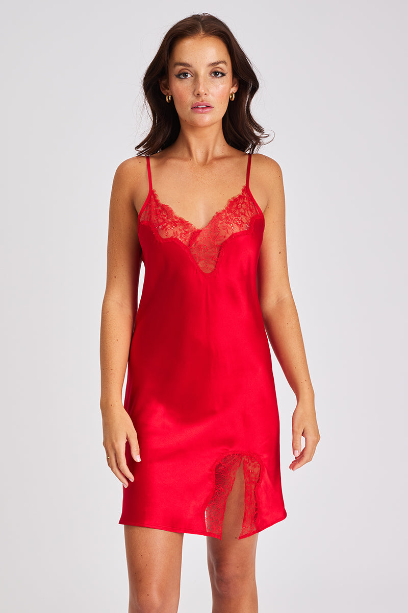 Silk Chemise With Lace - Siren