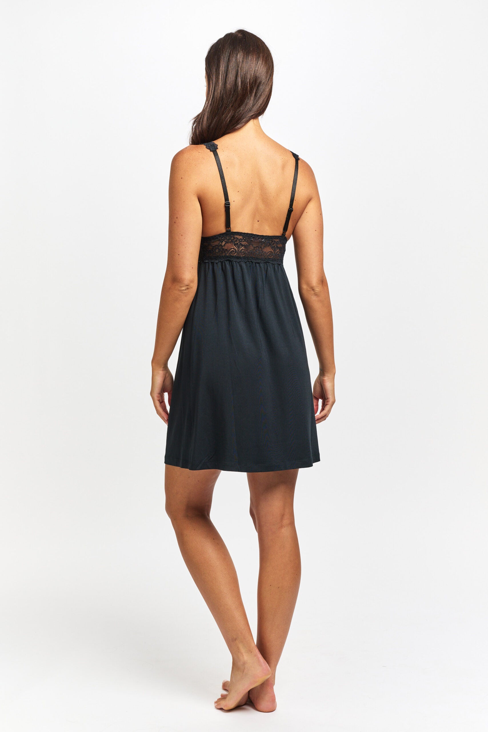 Butterfly Short Nightdress Black