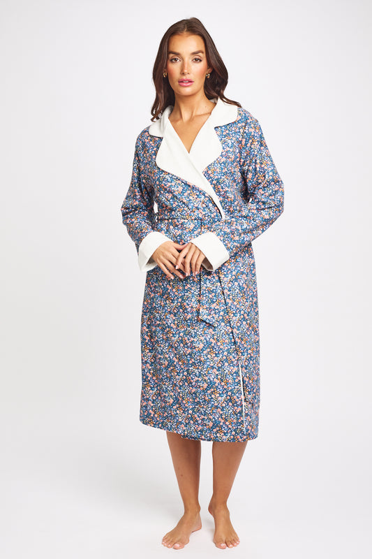 Liberty Lantana Wool/Cotton Robe - Blue